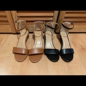 Size 6 wedge sandals with 2” heel. They’re super comfy, great for spring/summer!